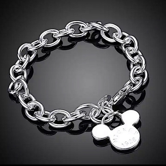 Mickey Mouse Sterling Silver Matching Necklace Bracelet Set - Picture 7 of 13